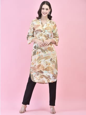 Women Liva Rayon Multicolor Paisley Print Kurta