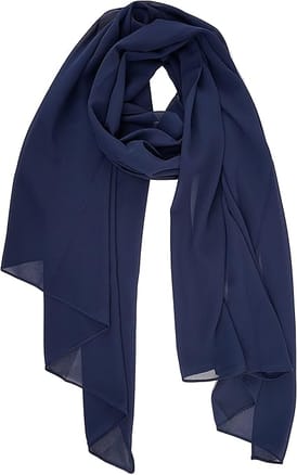 Women Navy Blue Lightweight Breathable Chiffon Scarf - Solid Color Fashion Shawl, Sun-Proof Wrap For All Seasons