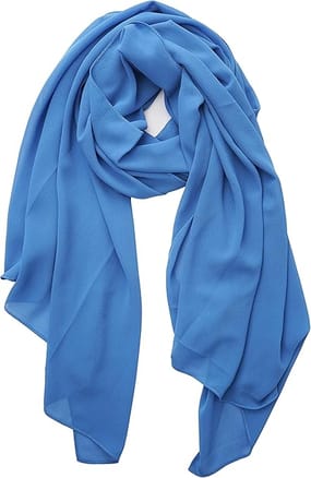 Women Steel Blue Lightweight Breathable Chiffon Scarf - Solid Color Fashion Shawl, Sun-Proof Wrap For All Seasons