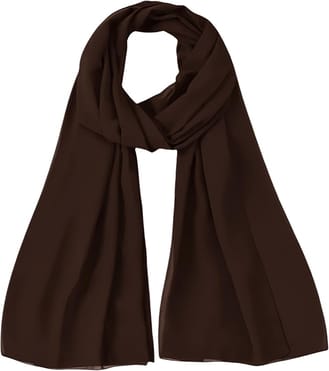 Women Chocolate Brown Lightweight Breathable Chiffon Scarf - Solid Color Fashion Shawl, Sun-Proof Wrap For All Seasons