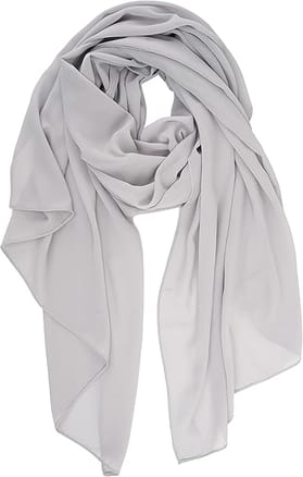 Women Light Grey Lightweight Breathable Chiffon Scarf - Solid Color Fashion Shawl, Sun-Proof Wrap For All Seasons