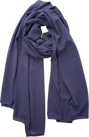 Women Blue Lightweight Breathable Chiffon Scarf - Solid Color Fashion Shawl, Sun-Proof Wrap For All Seasons