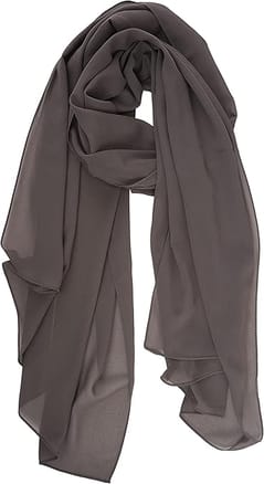 Women Grey Lightweight Breathable Chiffon Scarf - Solid Color Fashion Shawl, Sun-Proof Wrap For All Seasons