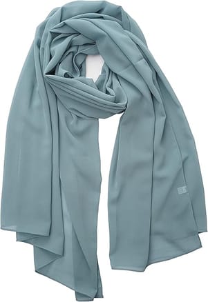 Women Bluish Grey Lightweight Breathable Chiffon Scarf - Solid Color Fashion Shawl, Sun-Proof Wrap For All Seasons