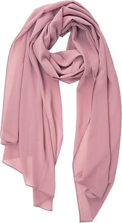 Women Mauve Lightweight Breathable Chiffon Scarf - Solid Color Fashion Shawl, Sun-Proof Wrap For All Seasons