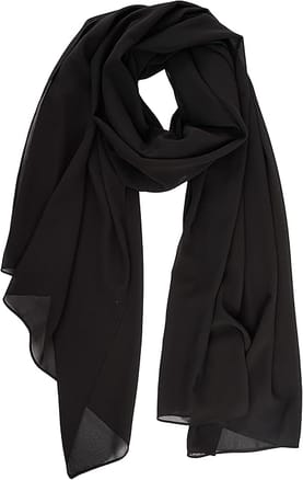 Women Black Lightweight Breathable Chiffon Scarf - Solid Color Fashion Shawl, Sun-Proof Wrap For All Seasons