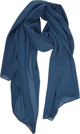 Women Atlantic Blue Lightweight Breathable Chiffon Scarf - Solid Color Fashion Shawl, Sun-Proof Wrap For All Seasons