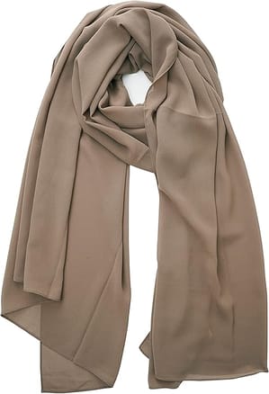 Women Nude Brown Lightweight Breathable Chiffon Scarf - Solid Color Fashion Shawl, Sun-Proof Wrap For All Seasons